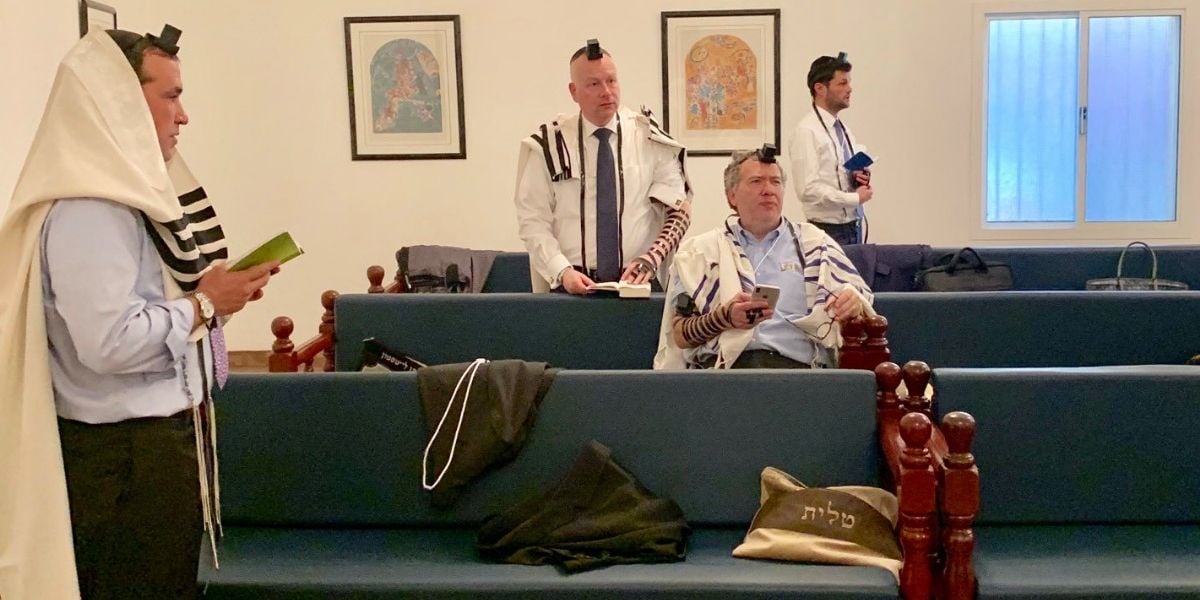 Jews in synagogue in Bahrain