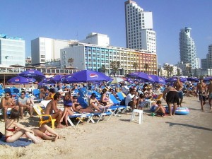 Gordon Beach summertime in israel